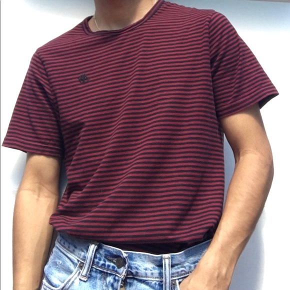 Aeropostale A87 red and black striped tee men M - Picture 6 of 7